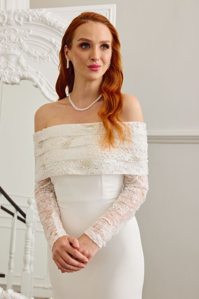 Carlen Beyaz Dantel Elbise 40