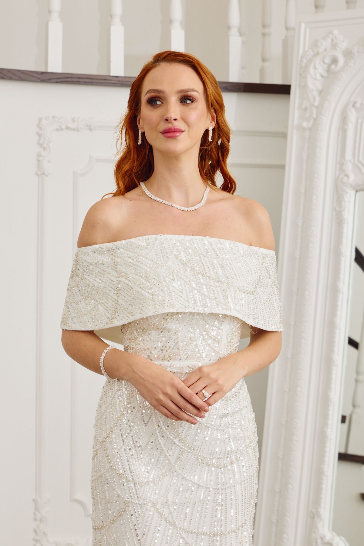 Maria Beyaz İşlemeli Elbise 36