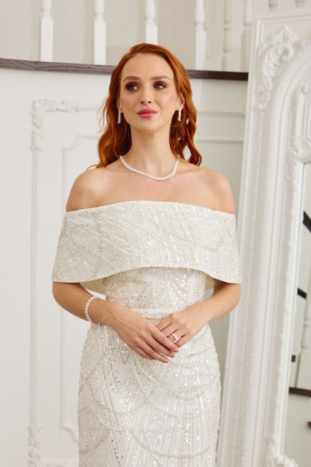 Maria Beyaz İşlemeli Elbise 36