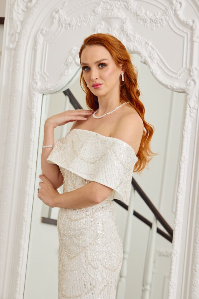 Maria Beyaz İşlemeli Elbise 36