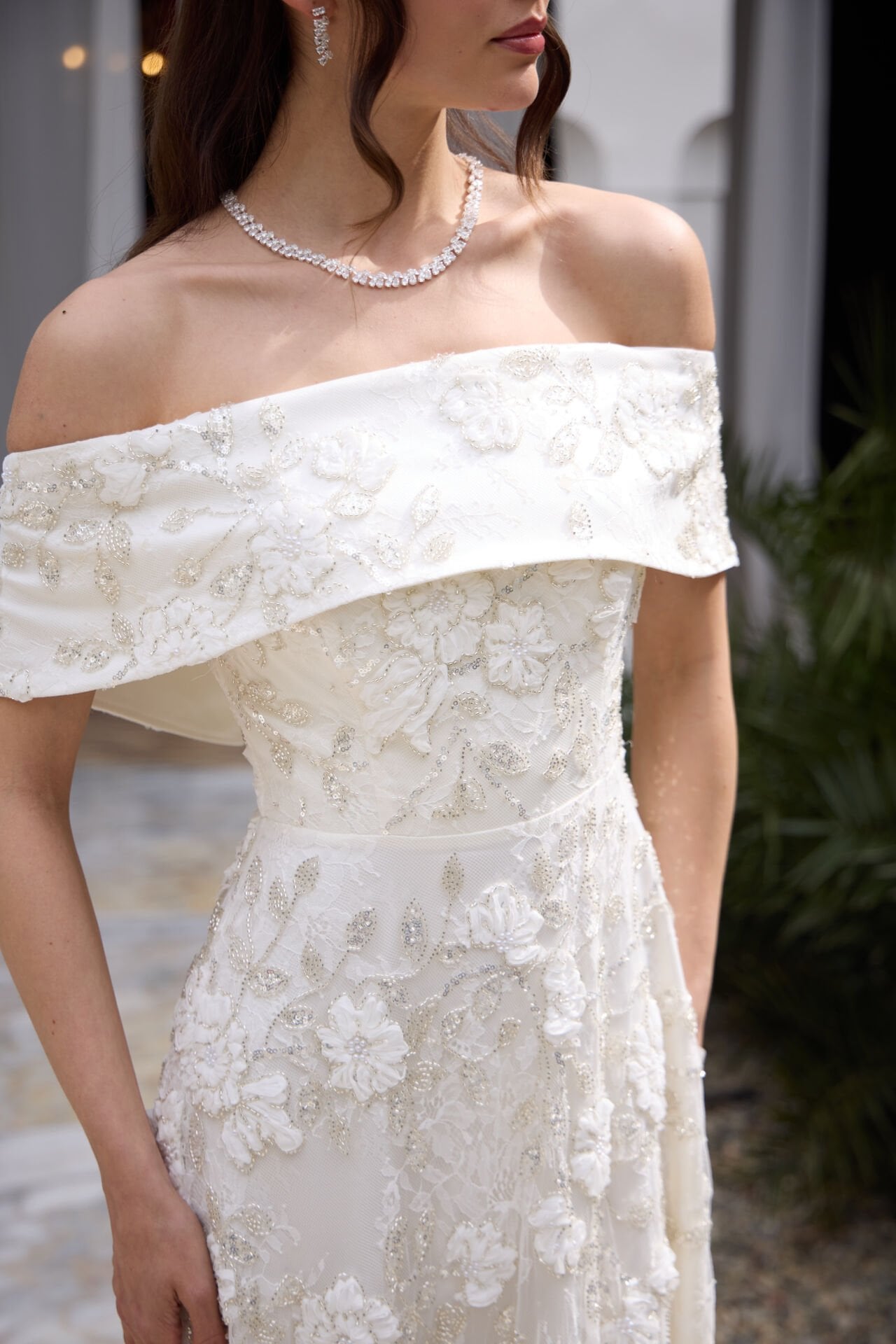 Sindirella Krem Dantel İşlemeli Prenses Elbise