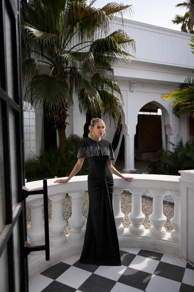 Valentina Siyah Kristal İşlemeli Bolero Elbise 36